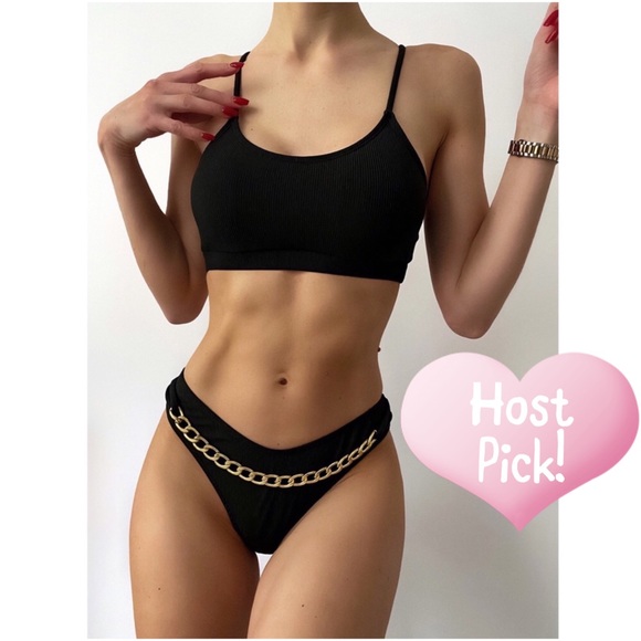 SHEIN Other - 1 Large Left! Black Bikini Chain Link Bathing Suit